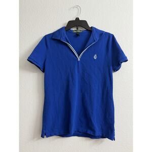 Lauren Ralph Lauren Active Polo V Neck Women’s M Blue White Embroidered Logo
